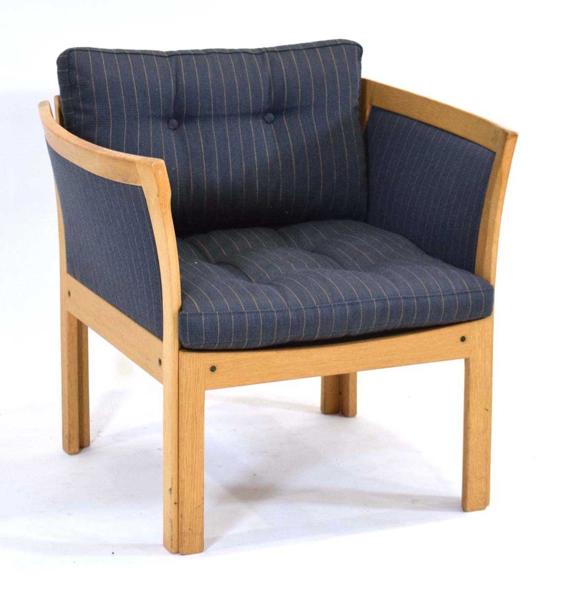 Illum Wikkelso (Danish, 1919-1999), a 1960's 'Plexus' armchair, the oak frame with striped - Image 2 of 3