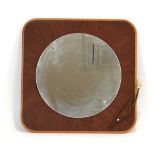 A 1950/60's Danish mirror, the circular plate within a teak and maple crossbanded frame, with a