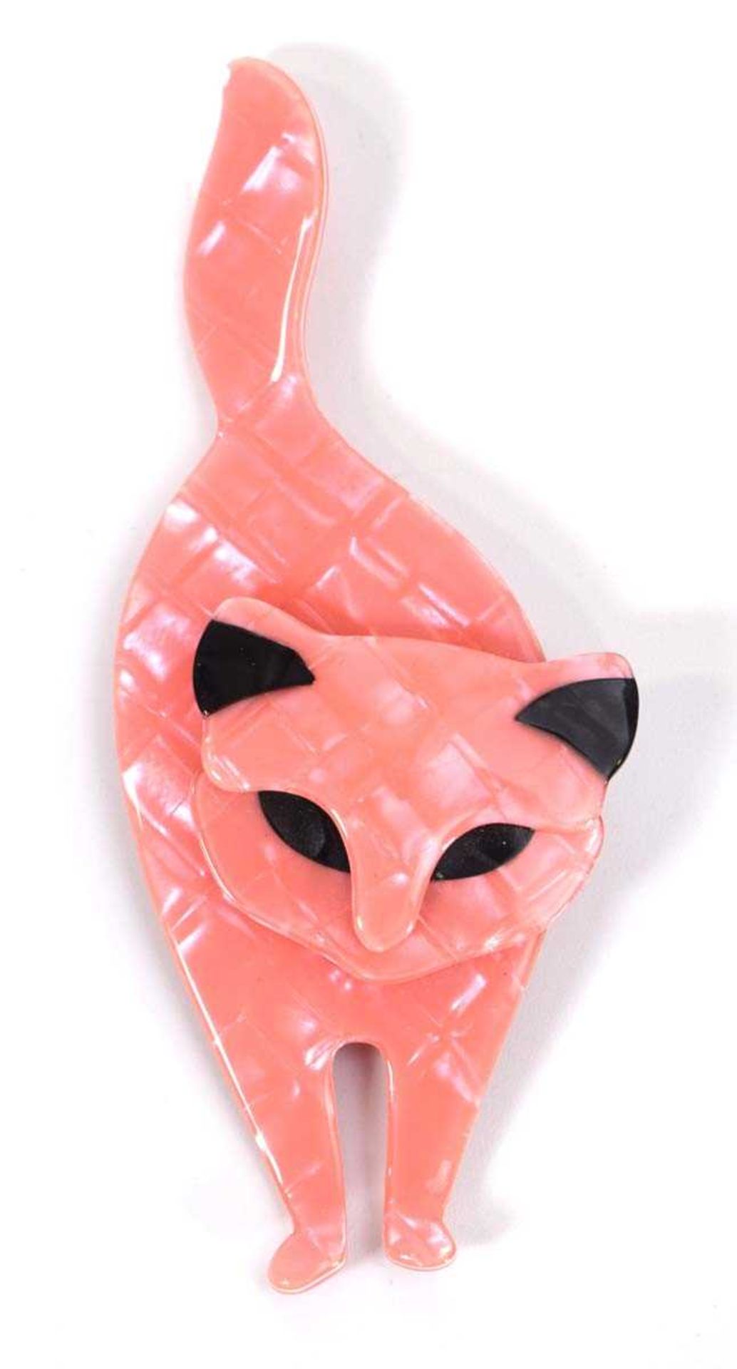 Léa Stein (French, b. 1936), a brooch modelled as a pink cat, stamped