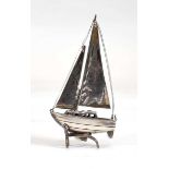 An Italian silver miniature model of a yacht, Medusa Oro, h. 8 cm