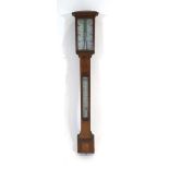E. Langford of Bristol, a Victorian oak-cased stick barometer with silvered face, h. 99