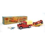 A Corgi Toys No. 17 gift set with Land Rover and Ferrari racing car on trailer, boxedPlayworn, car