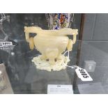 A Chinese Export carved hardstone censer, h. 8 cm and a similar carving (2)