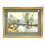 Edward Wesson (1910-1983),Trees on a riverbank,signed,watercolour,32.5 x 48.5 cmFramed and glazed.