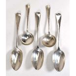 A set of three Edwardian silver old English pattern table spoons, H&R Ltd., London 1902, together