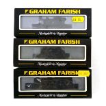 Three Graham Farish N gauge steam tank loco's:372-203 3F jinty 47593 BR black e/crest weathered,