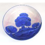 A 1920's William Moorcroft low open bowl, decorated in the 'Dawn Landscape' pattern, painted