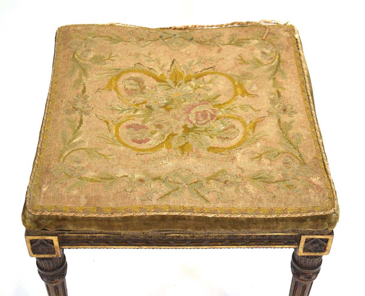 A Regency ebonised and gilded stool with an embroidered seat - Image 2 of 3