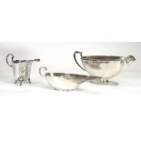 Three early 20th century and later silver cream/sauce boats, various dates and makers, 8.3 ozs (3)