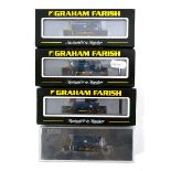 Four Graham Farish N gauge diesel shunters:371-004A class 08 diesel shunter 08748 BR blue,371-015