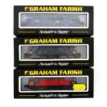 Three Graham Farish N gauge diesel loco's:371-126 class 33 33021 Eastleigh red Fragonset Railways,