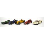 Seventeen Dinky and other models, mostly racing cars (17) (af)Playworn and painted