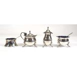 An early 20th century three piece silver cruet set, SB&S Ltd., Birmingham 1932, together with a