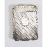 A late 19th century silver engine turned calling card case with c-scroll decoration, (?)Nathanial