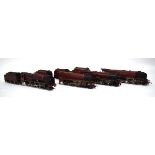 Four OO gauge loco's and tenders, each in maroon livery including a Duchess of Sutherland example (