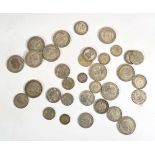 A small group of part silver coinage dated 1920-1947, 7 ozs (qty)
