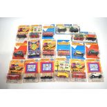 Seventeen Matchbox 75, Superfast and 900 models including buses, trains, Model A Fords and others,