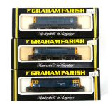 Three Graham Farish N gauge diesel loco's:8205 class 20 diesel BR blue x 2 andFA 83111 class 33