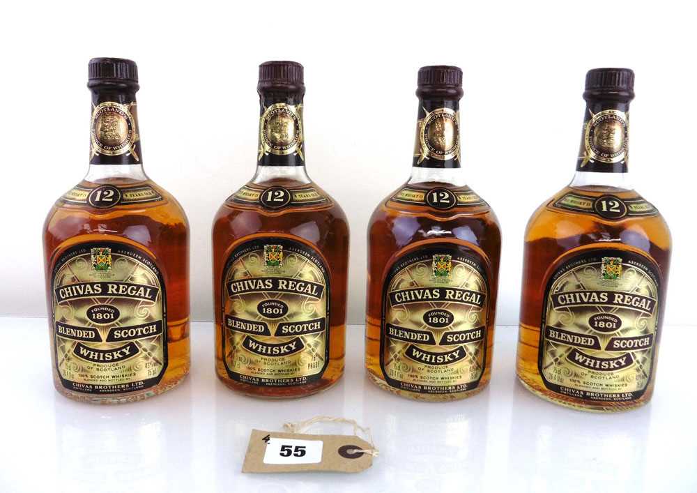 4 bottles of Chivas Regal 12 Year Old Blended Scotch Whisky circa 1970's 75 cl 26.4 fl oz 43% 75