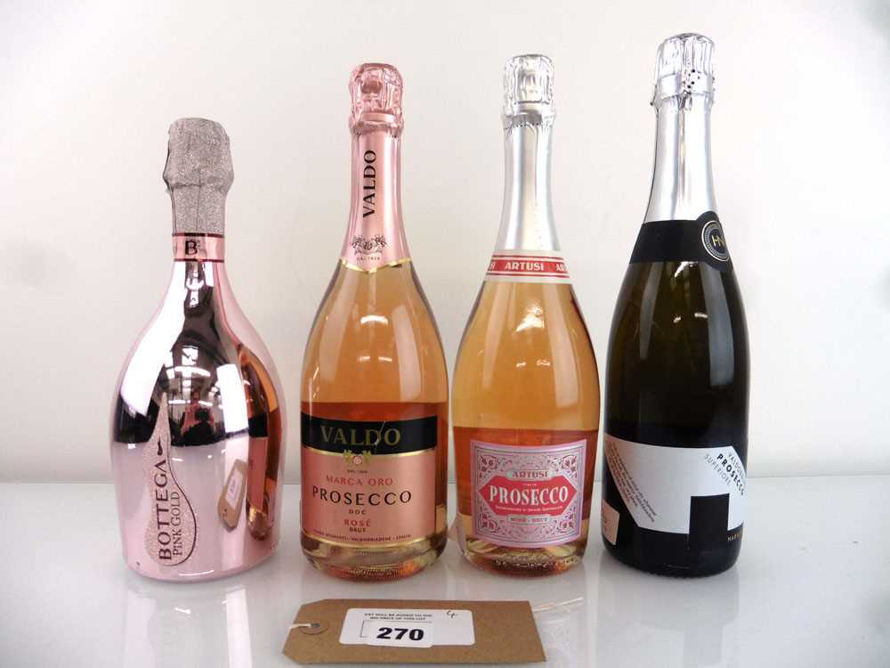 +VAT 4 bottles of Prosecco, 1x Harvey Nichols Valdobbiadene Superiore DOCG 75cl, 1x Bottega Pink