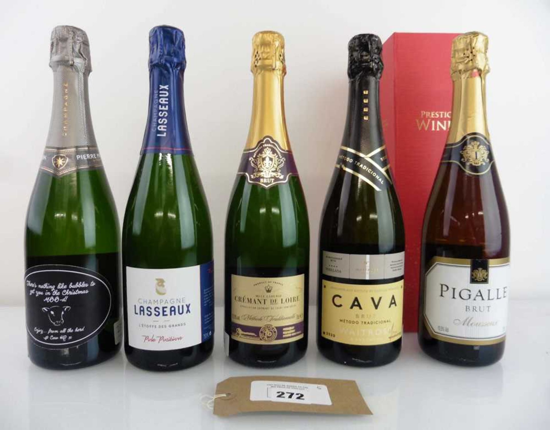 +VAT 5 bottles of Sparkling Wines, 1x Lasseaux L'Etoffe Des Grands Pole Position Champagne, 1x
