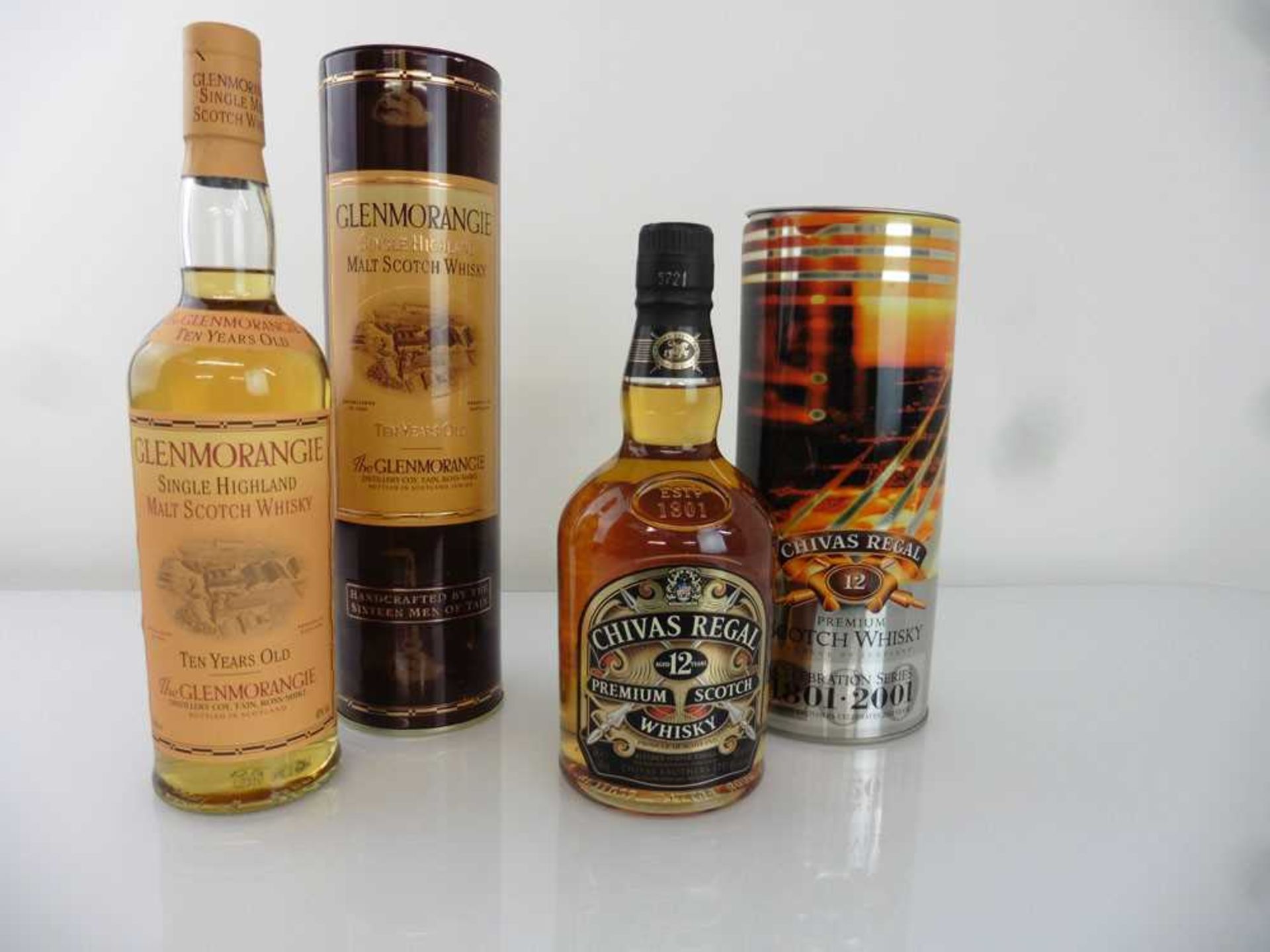 2 old bottles, 1x Chivas Regal 12 year old Premium Scotch Whisky Celebration Series 1801-2001 No 6