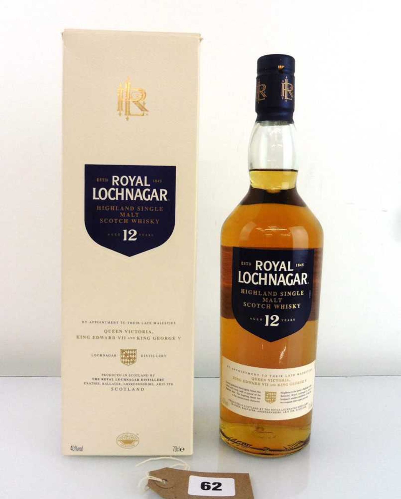 A bottle of Royal Lochnagar 12 year old Highland Single Malt Scotch Whisky with box 70cl 40%