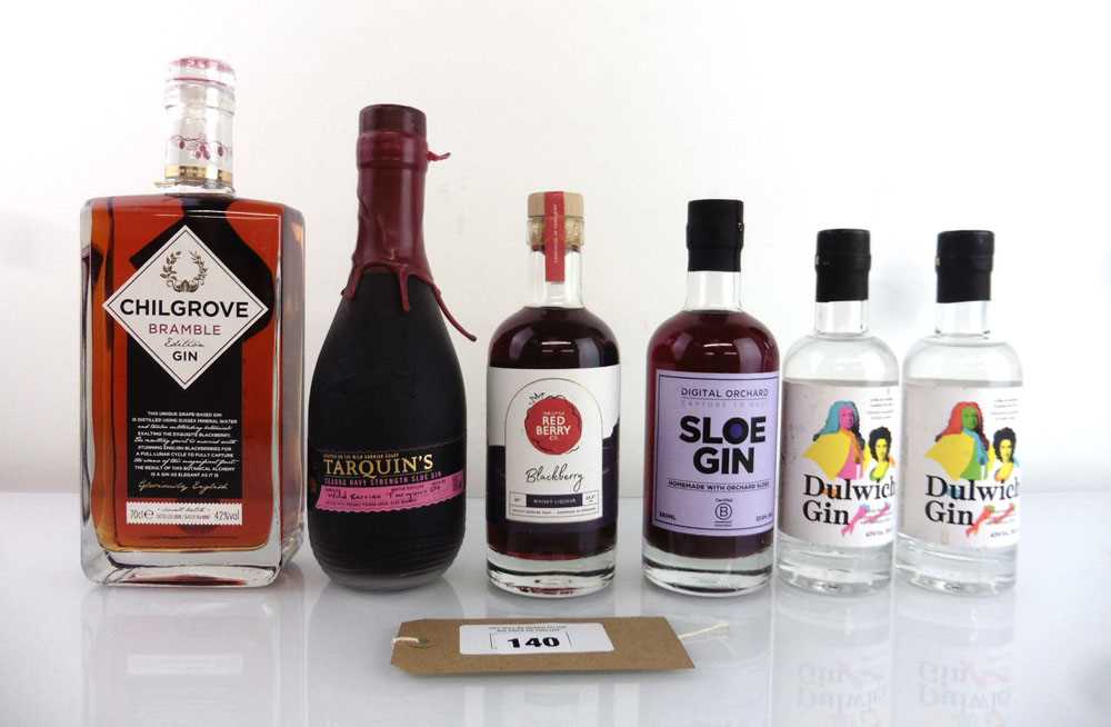 +VAT 6 various bottles, 1x Chilgrove Bramble Edition Gin from Sussex 70cl 42%, 1x Tarqinn's Seadog