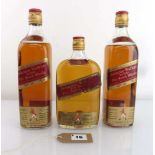 3 various bottles of Johnnie Walker Red Label Old Scotch Whisky circa 1980's 2x 75cl 40% & 1x half