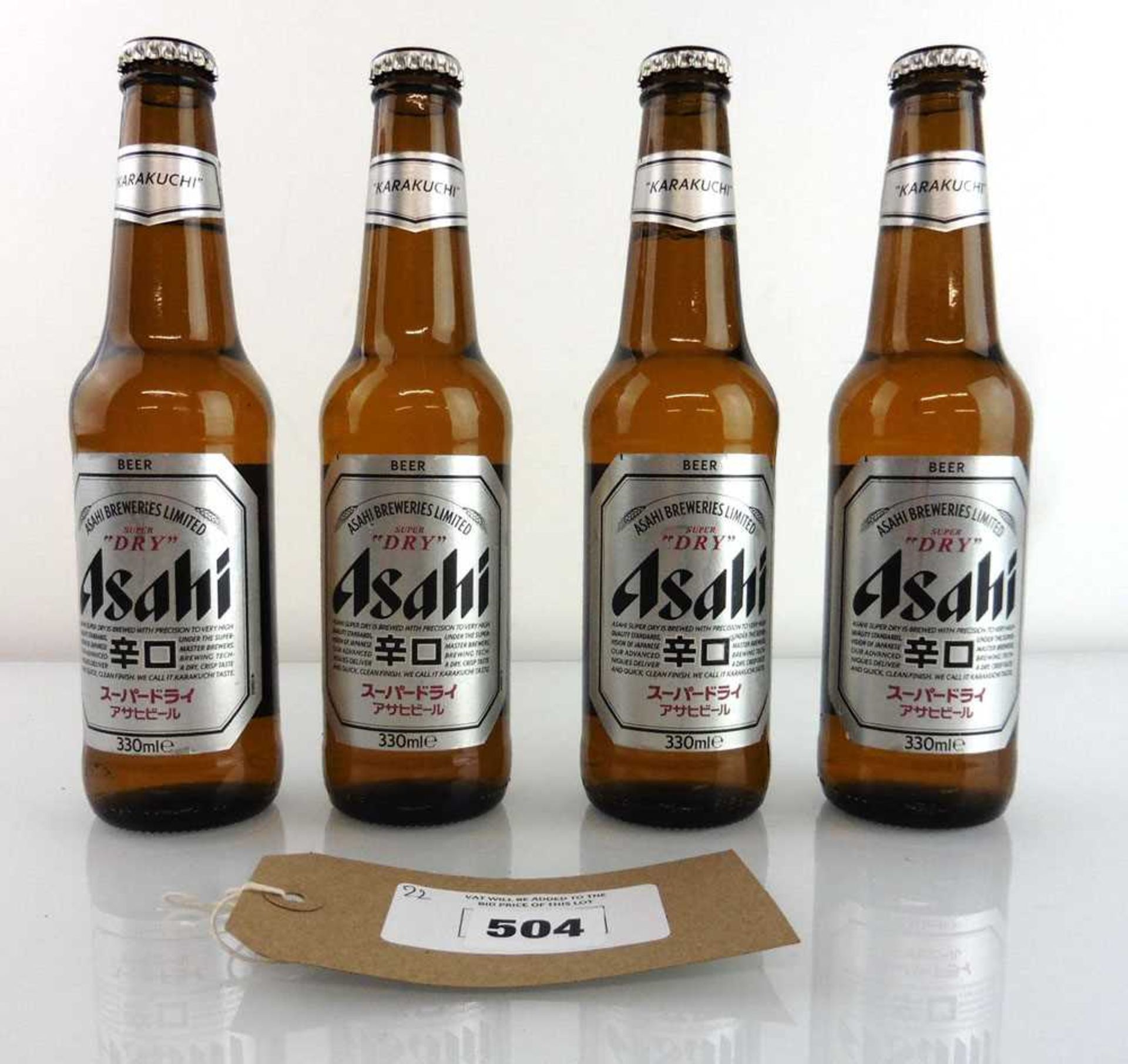 +VAT Approx 22 bottles of Asahi Super Dry Japanese Beer 33cl 5.2% (Note VAT added to bid price)