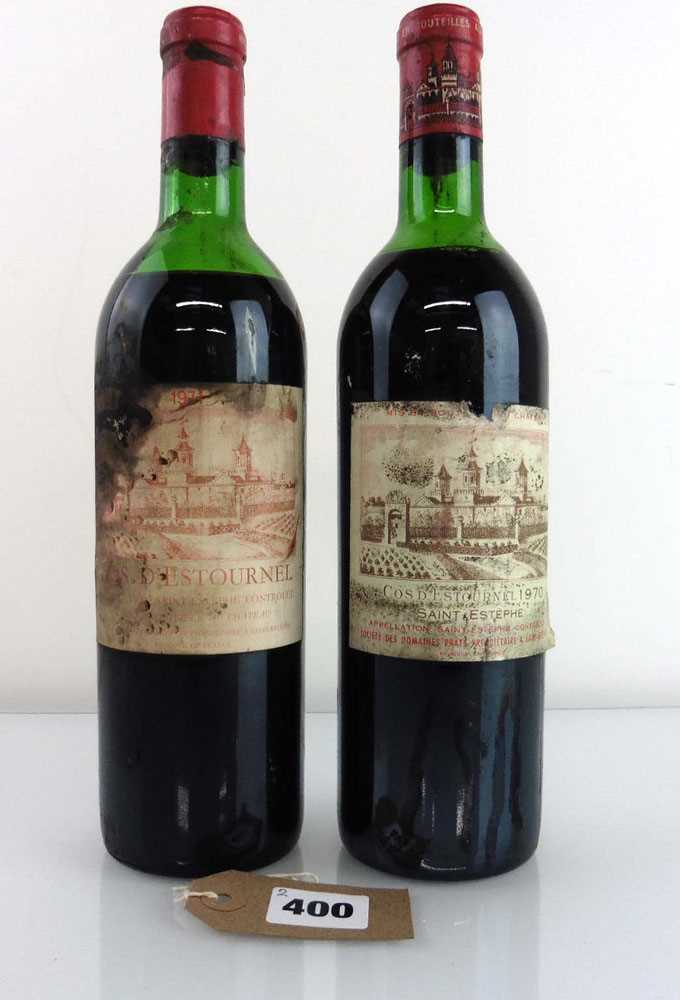 2 bottles of Chateau Cos Estournel 1970/1971 Saint Estephe (Note Labels damaged)(ullages mid & upper