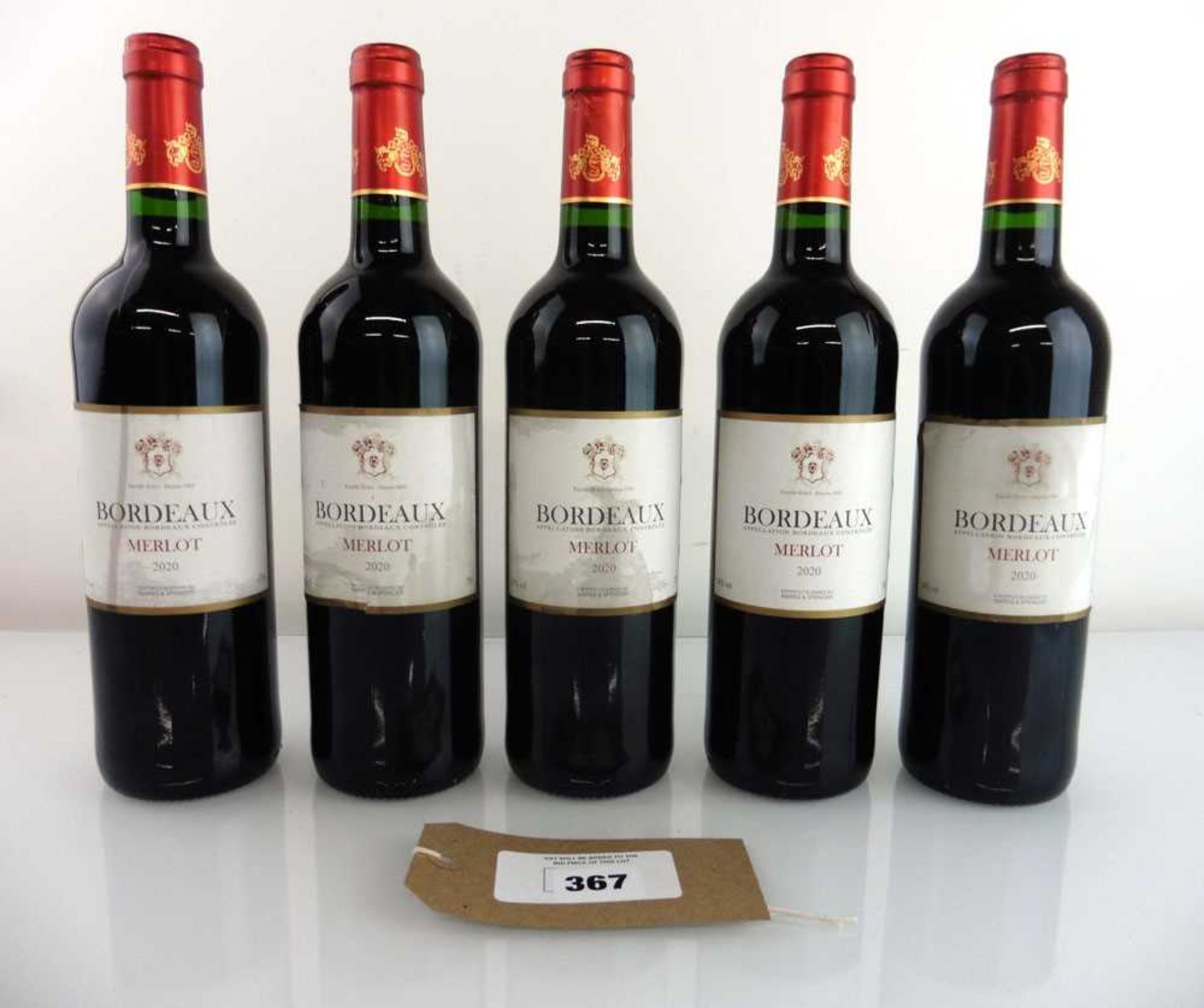 +VAT 5 bottles of M&S Bordeaux Merlot 2020 (Note VAT added to bid price)