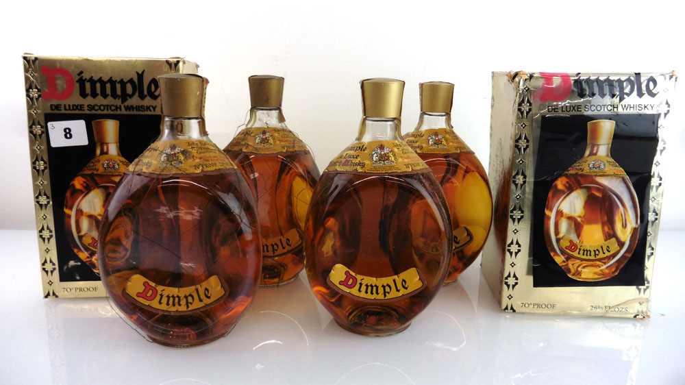 4 bottles of John Haig & Co Dimple Old Blended Scotch Whisky circa 1970's, 2 with damaged boxes,