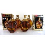 4 bottles of John Haig & Co Dimple Old Blended Scotch Whisky circa 1970's, 2 with damaged boxes,