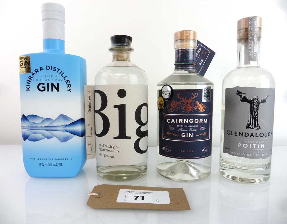 +VAT 3 various bottles, 1x Cairngorm Gin 43% 70cl, 1x The Biggar Gin Co 43% 70cl, 1x Kinrara