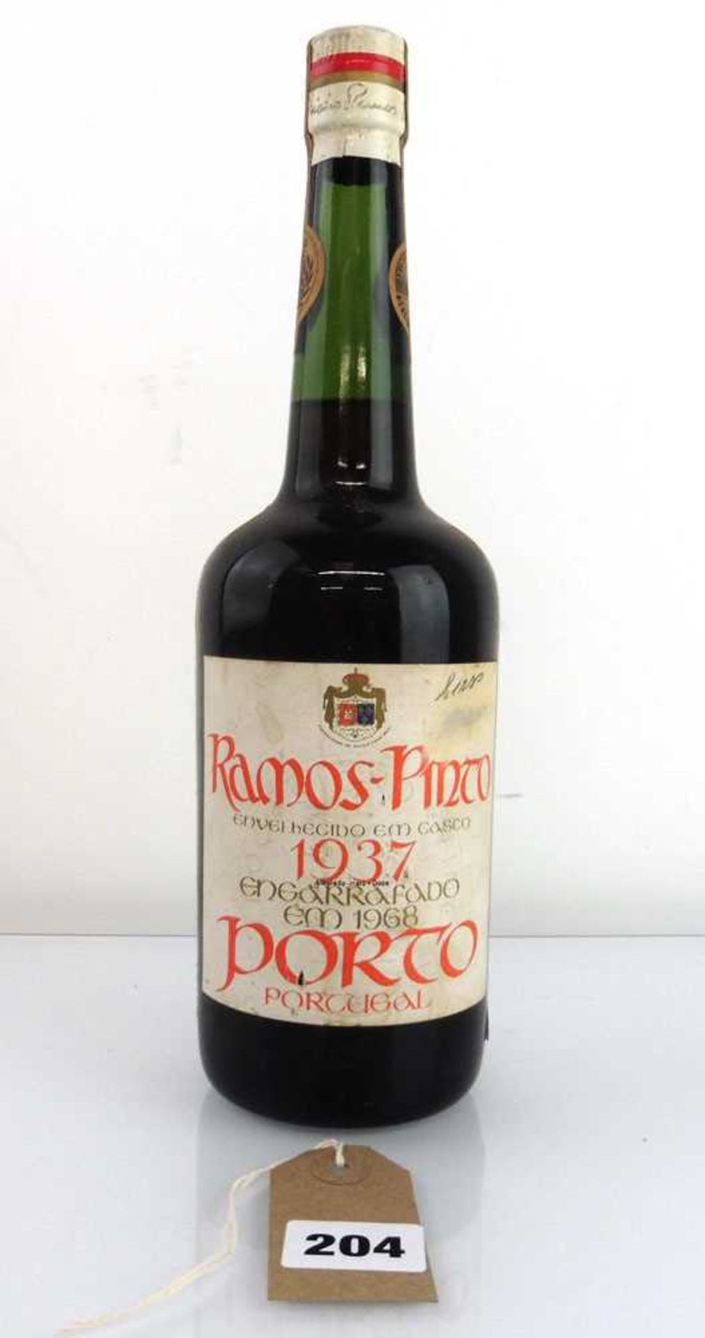 A bottle of 1937 Ramos Pinto Colheita Port Portugal (Ullage into neck)