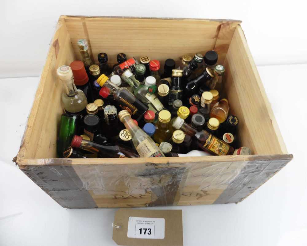 +VAT A collection of about 65 assorted miniatures including Cognac, Gin, Sambuca, Rum, etc. (Note