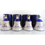 4 Bells Whisky decanters celebrating the births of Princess Eugenie 1990 & 3x Beatrice 1988, 75cl