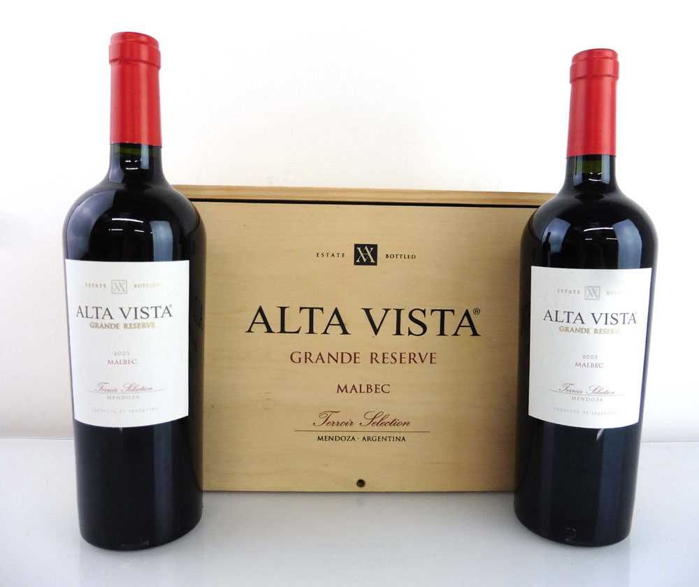 2 bottles of Alta Vista 'Terroir Selection Grande Reserve' Malbec 2003 Mendoza, Argentina with own