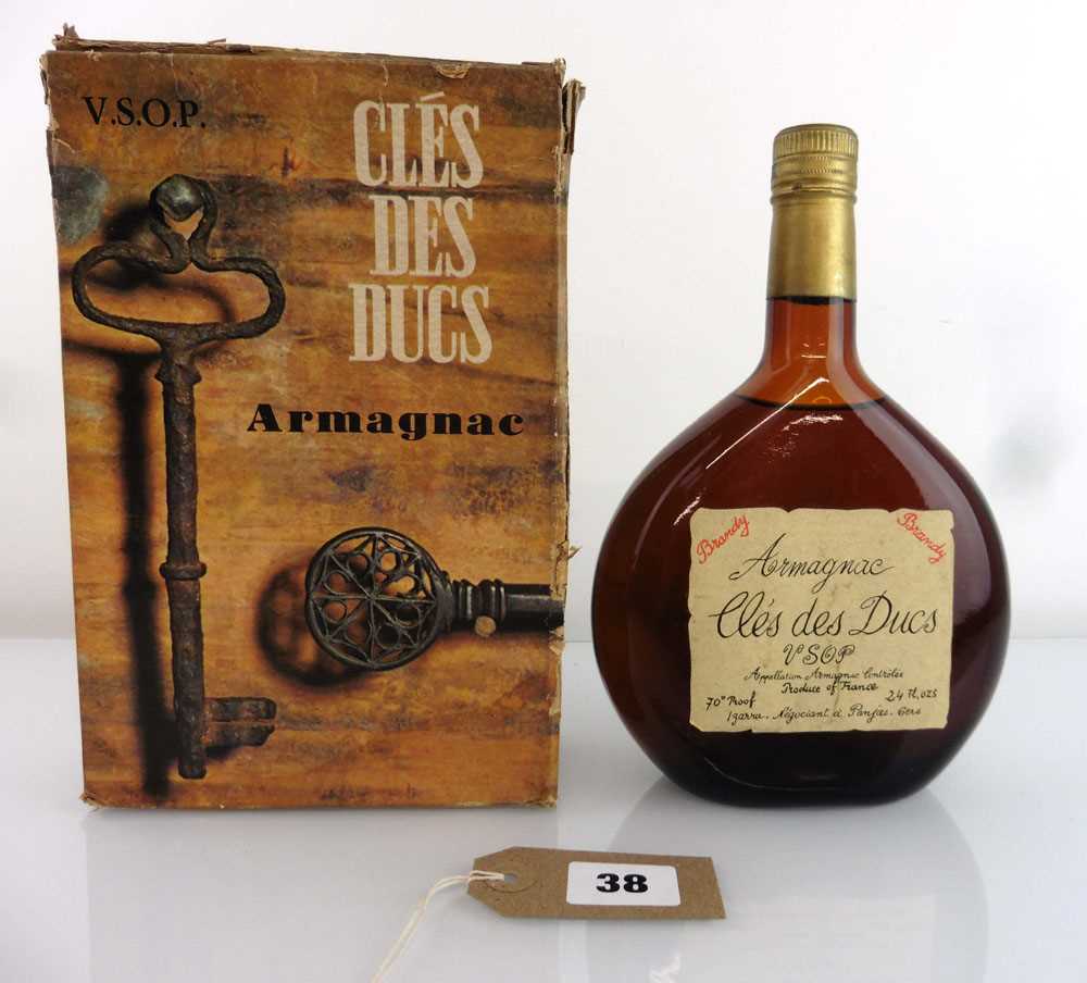 An old bottle of Cles des Ducs VSOP Armagnac with box circa 1970's 24 fl oz 70 proof