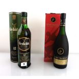 2 bottles, 1x Remy Martin VSOP Fine Champagne Cognac with box 70cl 40% & 1x Glenfiddich 12 year