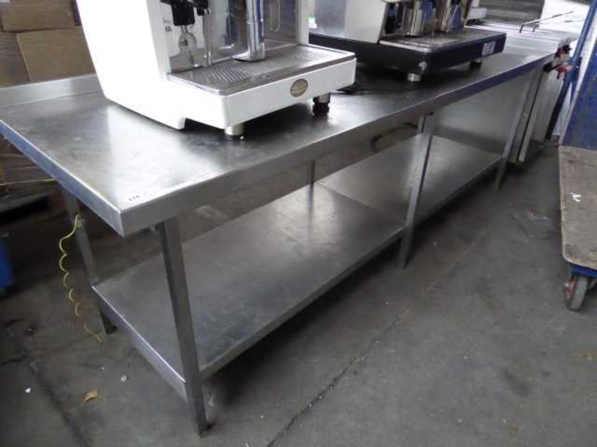 245cm stainless steel preparation table with shelf under