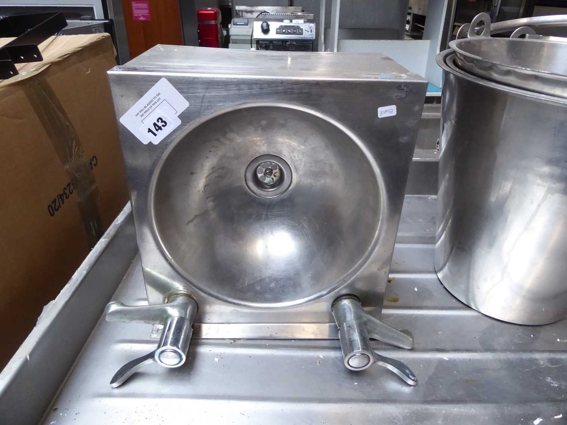 +VAT Stainless steel hand basin with tap unit