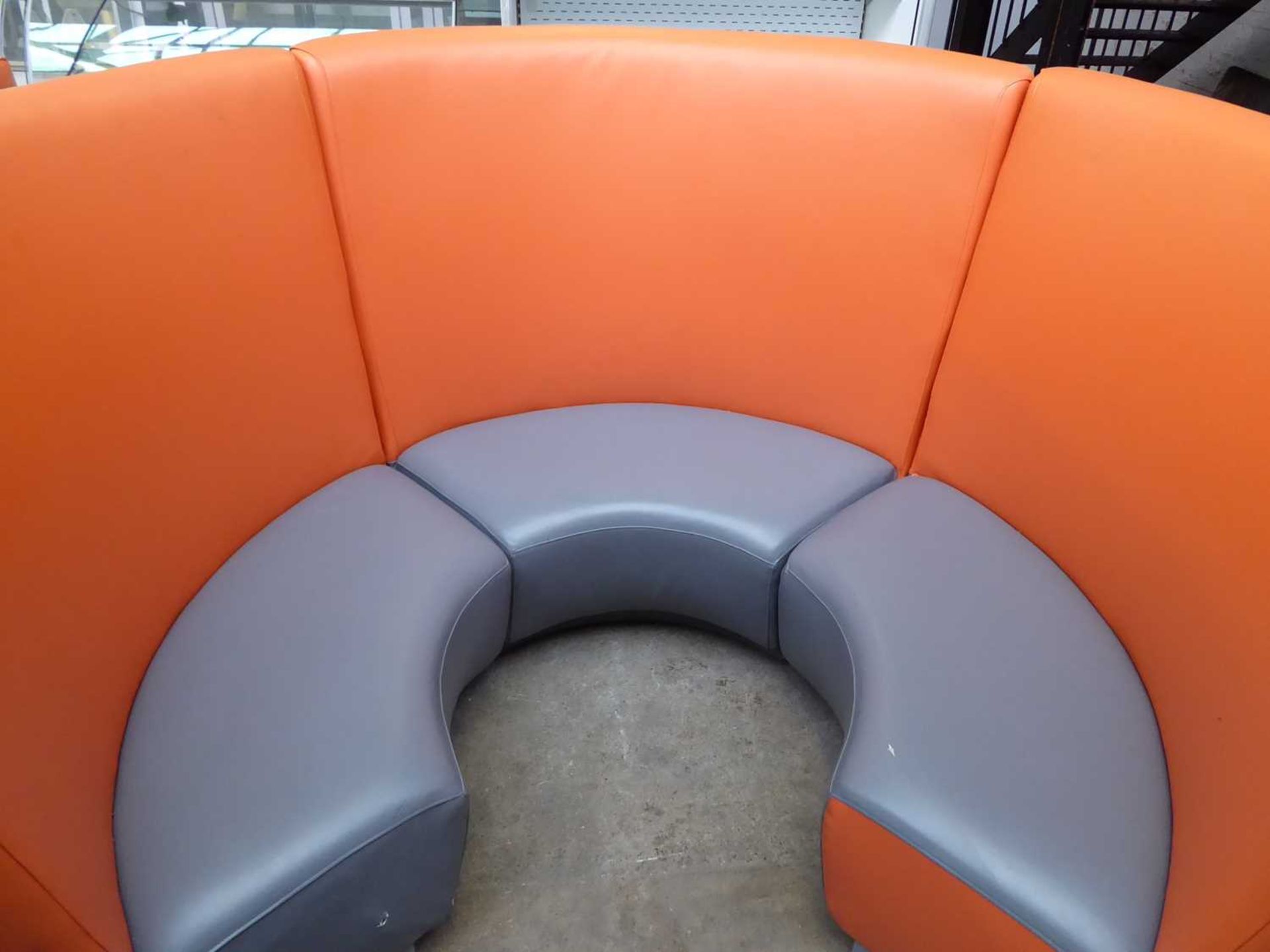 +VAT 3 section 3/4 round orange and grey seating booth - Image 2 of 2