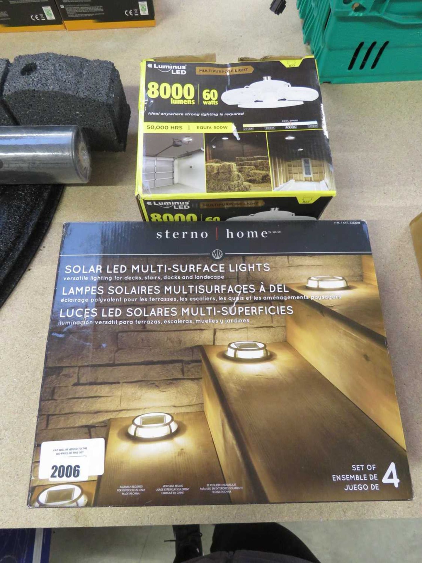 +VAT Boxed Luminus LED multi purpose light with boxed set of 4 solar LED multi surface lights