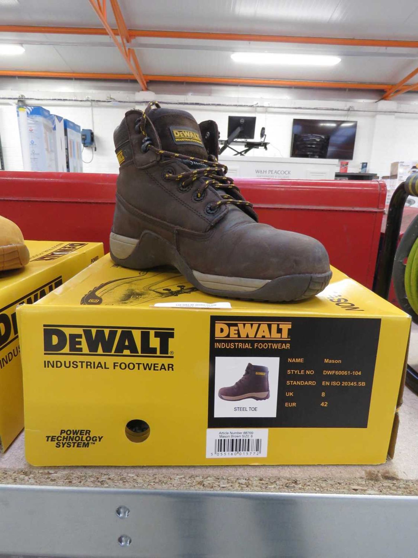 Pair of DeWalt safety boots in brown, size UK 8