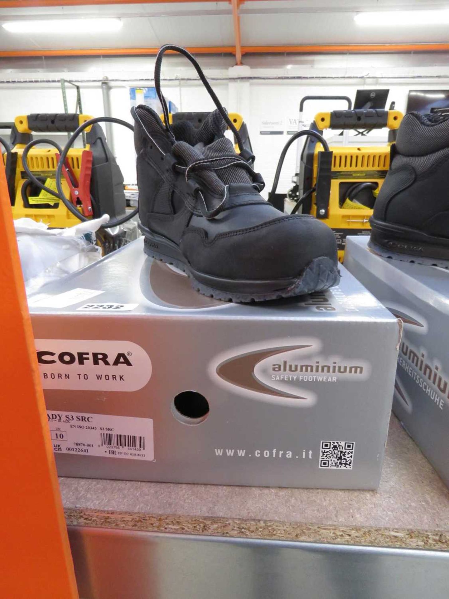 Pair of Cofra black steel toe safety boots, size UK 10