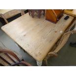 Pine kitchen table with painted base