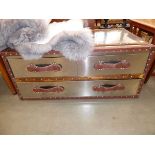 Chrome effect coffee table with drawers under