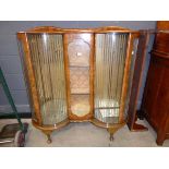 1950's glazed walnut china cabinet